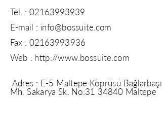 Bossuite Hotel Maltepe iletiim bilgileri